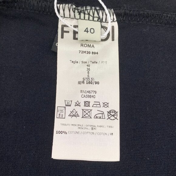 Fendi Womens T-Shirt Black With Red Graphic Print Size 40 Cotton Crew Neck Short - Picture 6 of 6